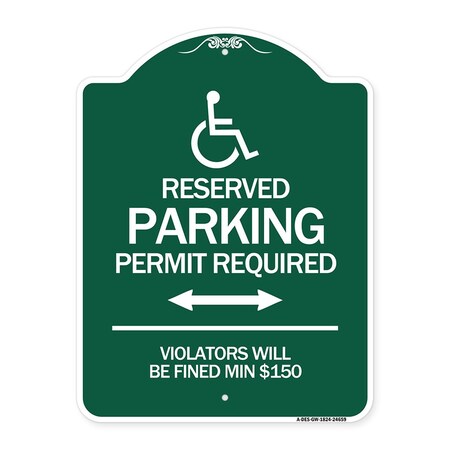Signmission Connecticut Reserved Parking Permit Required Violators Fined Min $150 Alum, 18" x 24", GW-1824-24659 A-DES-GW-1824-24659